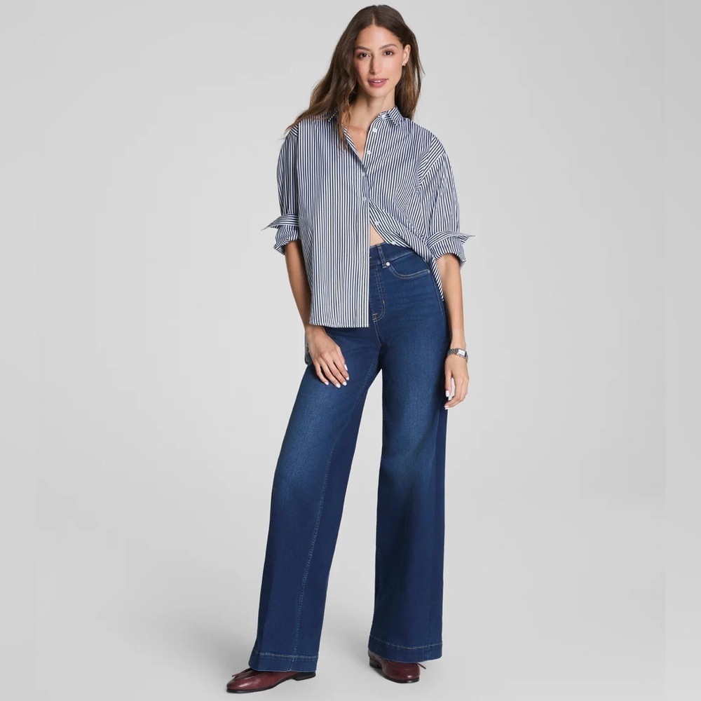 Spanx Wide Leg Tummy Control Jeans Size Large